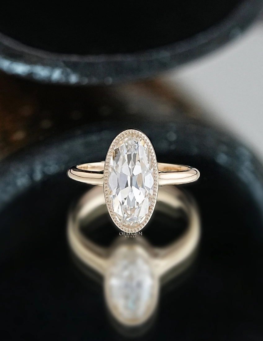 Mid Century Old Mine Moval Cut Engagement Ring Engagement Ring