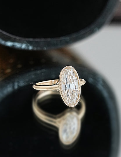 Mid Century Old Mine Moval Cut Engagement Ring Engagement Ring