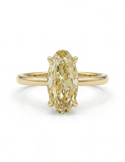 Old Mine Moval Shape Lab Diamond Solitaire Ring Engagement Ring