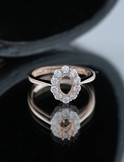 Oval Shape Halo Semi Mount Engagement Ring Engagement Ring
