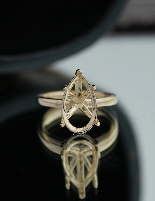 Old Mine Pear Semi Mount Ring Engagement Ring