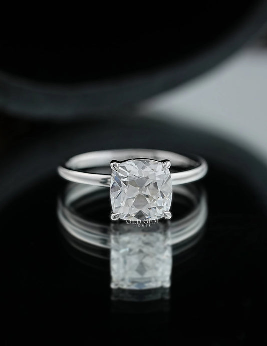 Old Mine Square Cushion Cut Solitaire Ring Engagement Ring