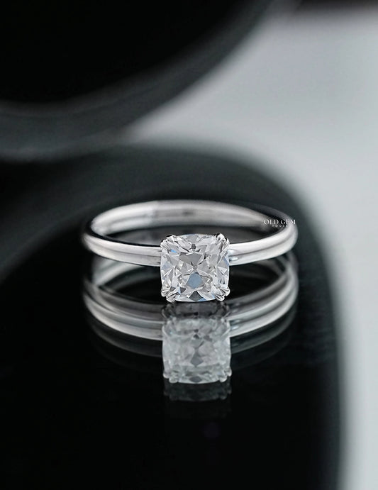 Old Mine Square Cushion Lab Diamond Solitaire Ring Engagement Ring