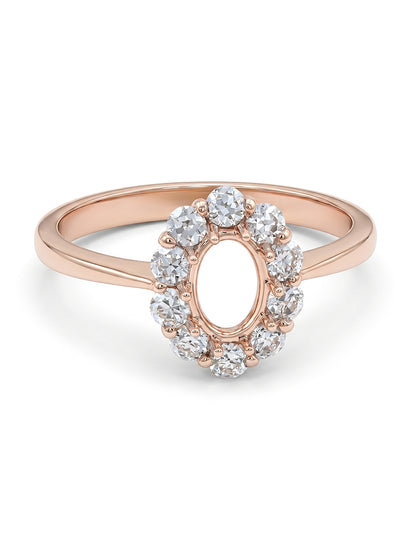 Oval Shape Halo Semi Mount Engagement Ring Engagement Ring
