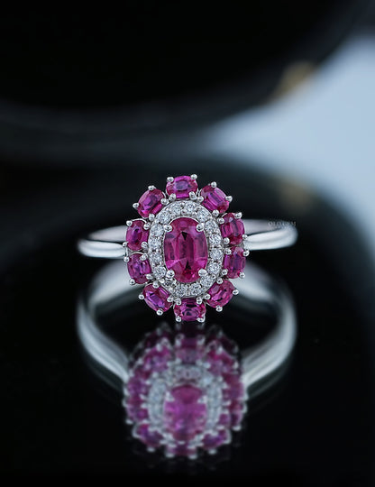 Oval Cut Lab Diamond Halo Engagement Ring