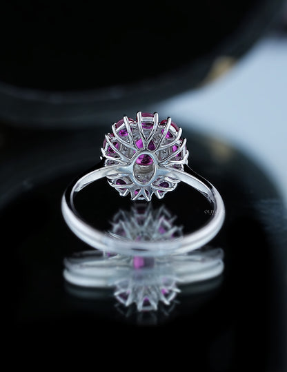 Oval Cut Lab Diamond Halo Engagement Ring