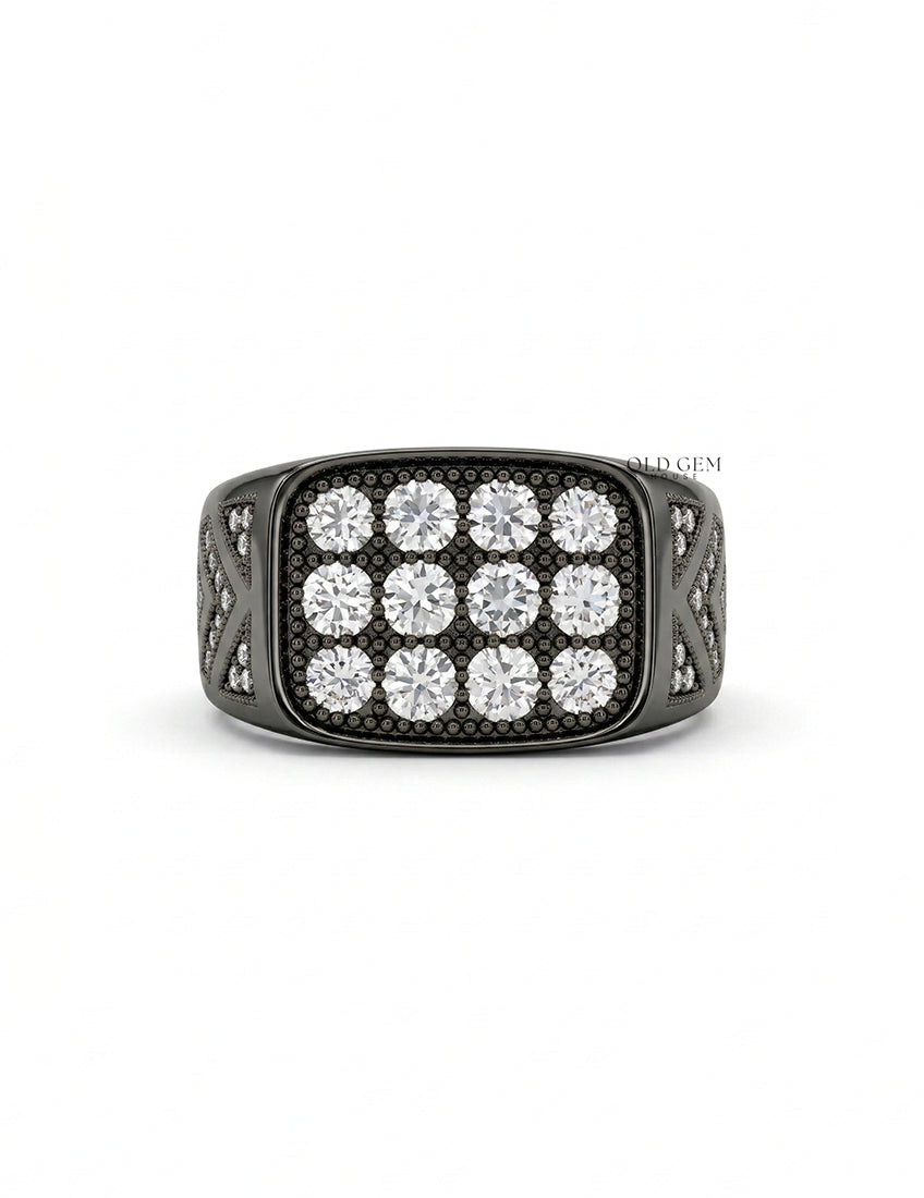 Round Diamond Black Plating Men's Wedding Band Men's Jewelry