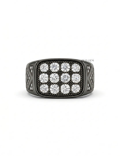 Round Diamond Black Plating Men's Wedding Band Men's Jewelry