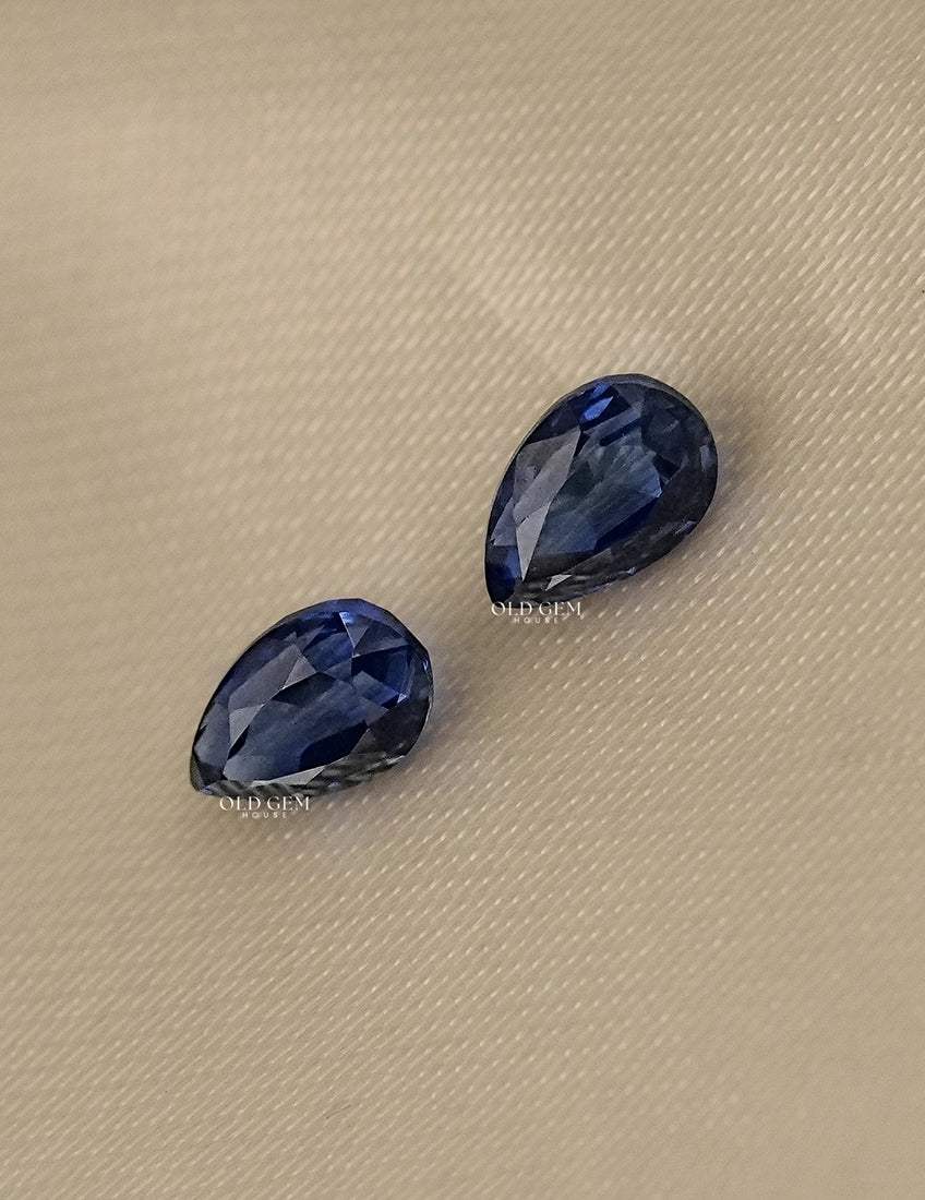Pear Shape Blue Sapphire Gemstone Pairs Gemstone