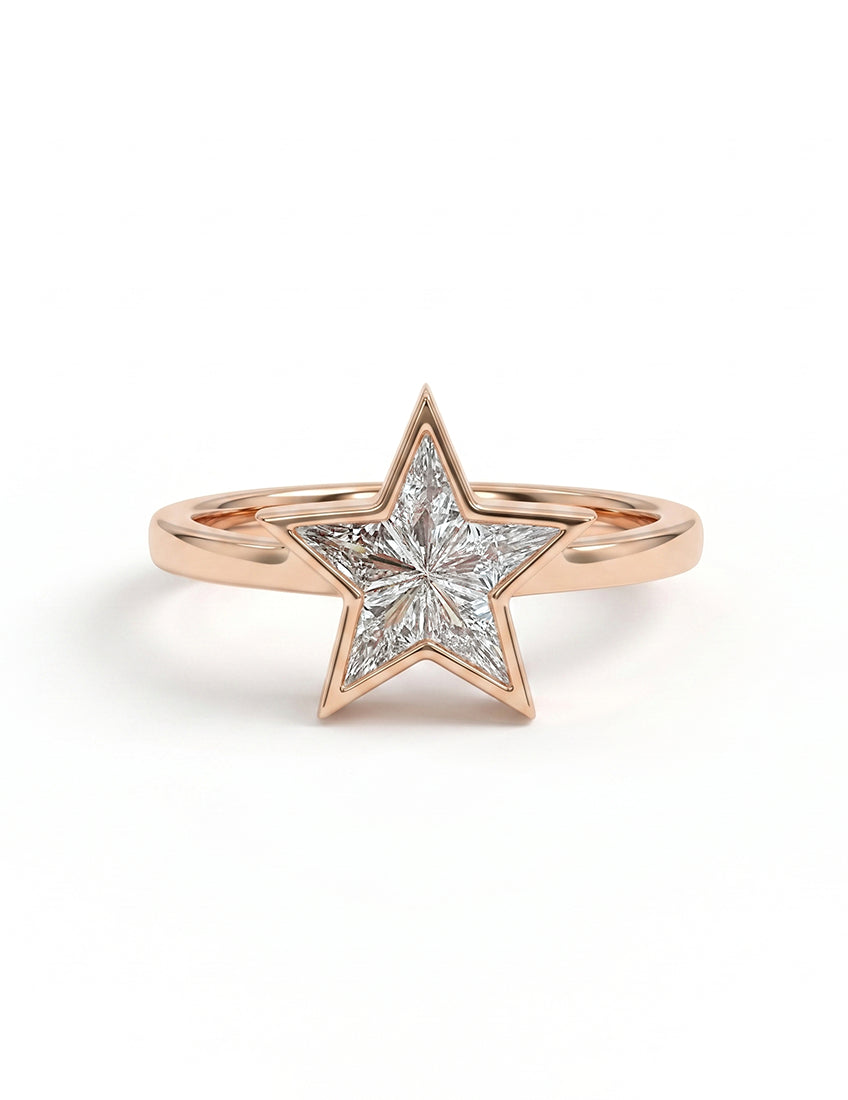 Victorian Style Pie Cut Star Shape Bezel Set Ring Engagement Ring
