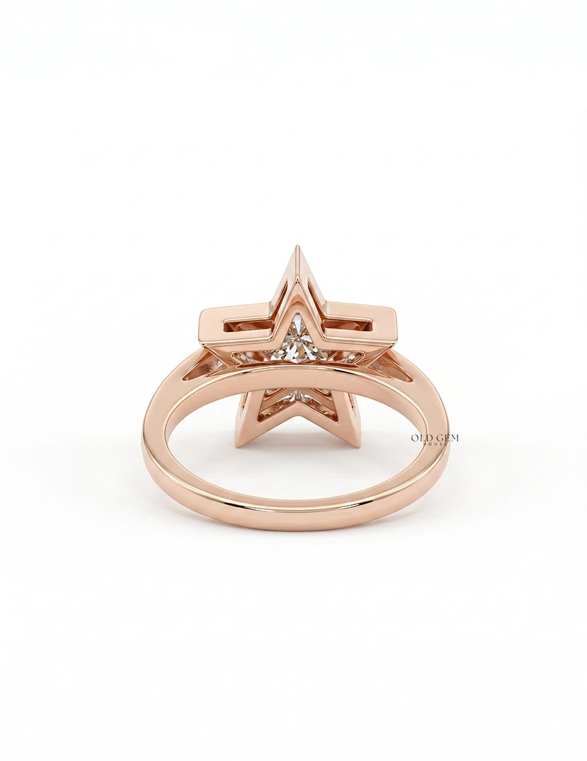 Victorian Style Pie Cut Star Shape Bezel Set Ring Engagement Ring