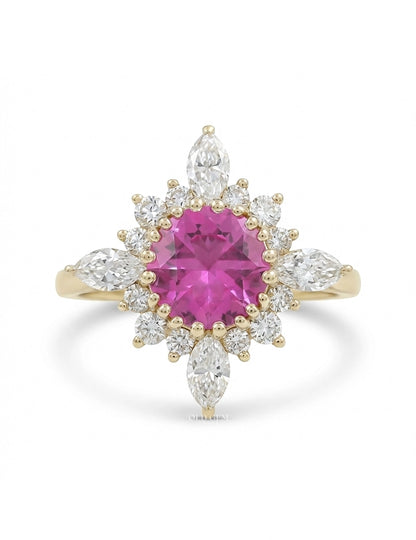 Vintage Victorian Pink Sapphire Halo Engagement Ring Engagement Ring