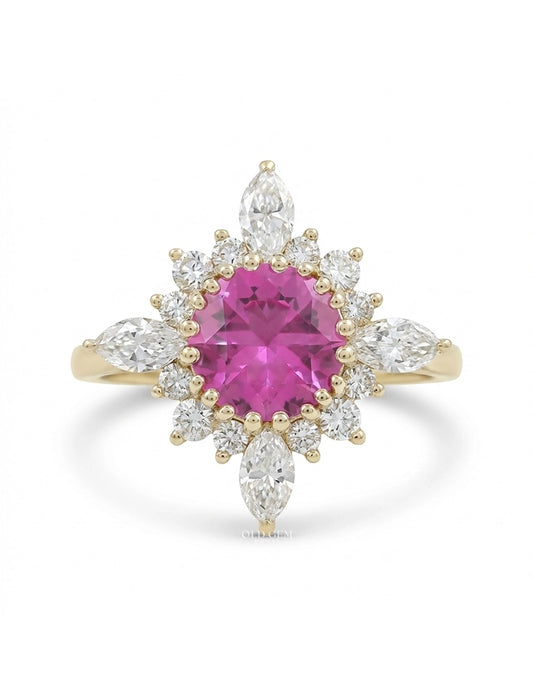 Vintage Victorian Pink Sapphire Halo Engagement Ring Engagement Ring