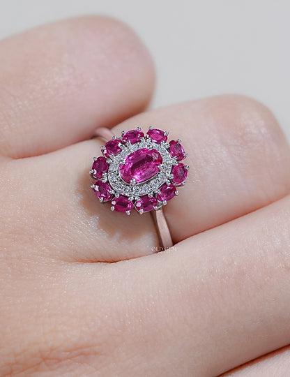 Oval Cut Lab Diamond Halo Engagement Ring