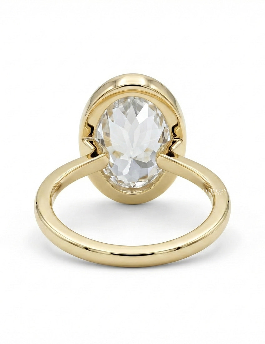 Georgian Portuguese Cut Oval Diamond Bezel Set Ring Engagement Ring