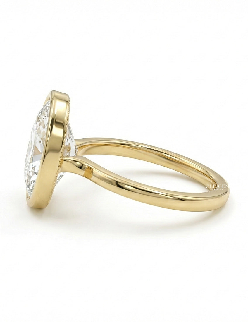 Georgian Portuguese Cut Oval Diamond Bezel Set Ring Engagement Ring