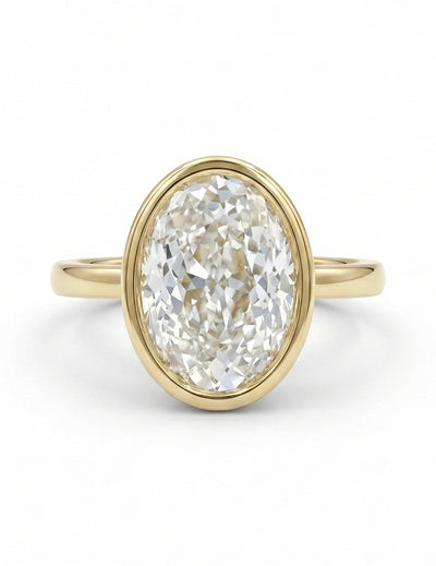 Georgian Portuguese Cut Oval Diamond Bezel Set Ring