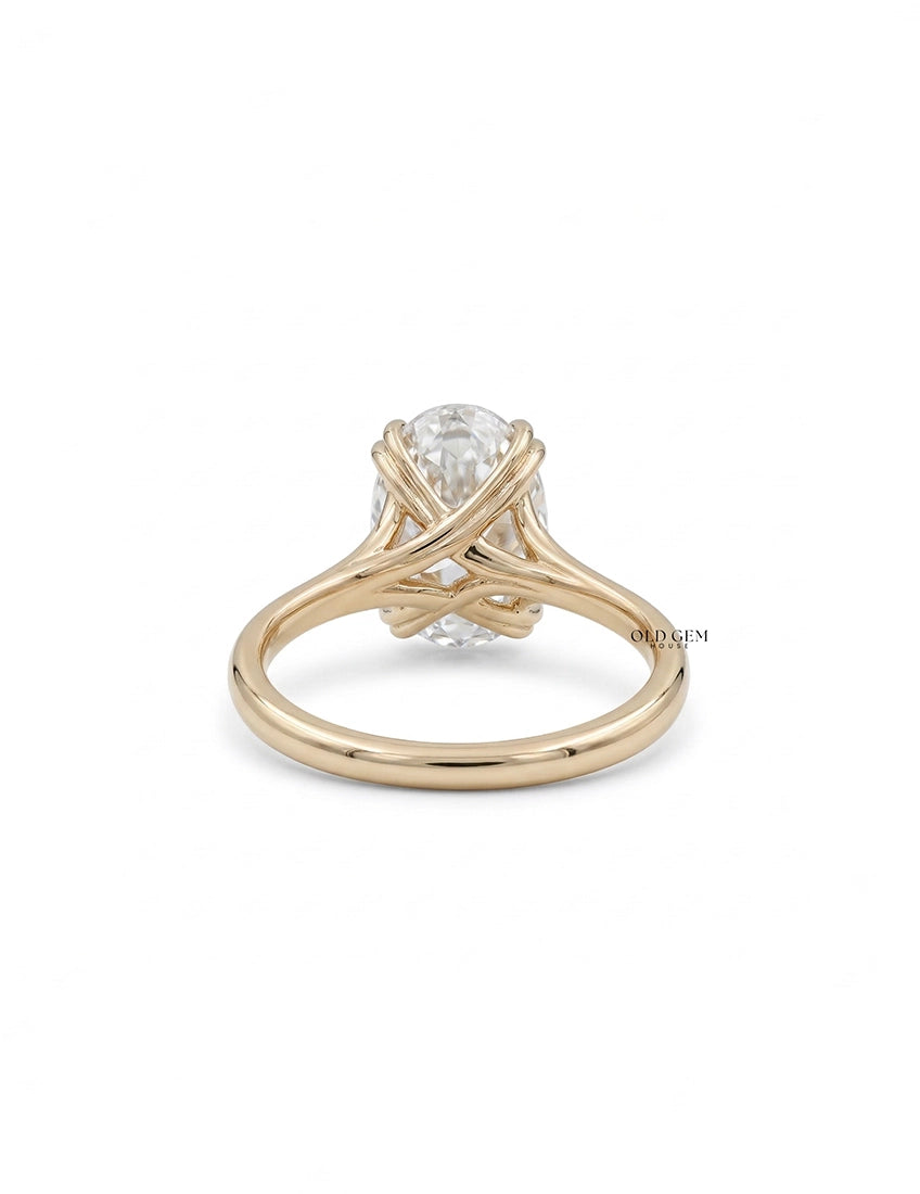 Georgian Portuguese Oval Cut Diamond Split Shank Ring Engagement Ring
