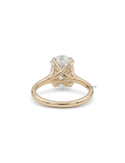 Georgian Portuguese Oval Cut Diamond Split Shank Ring Engagement Ring