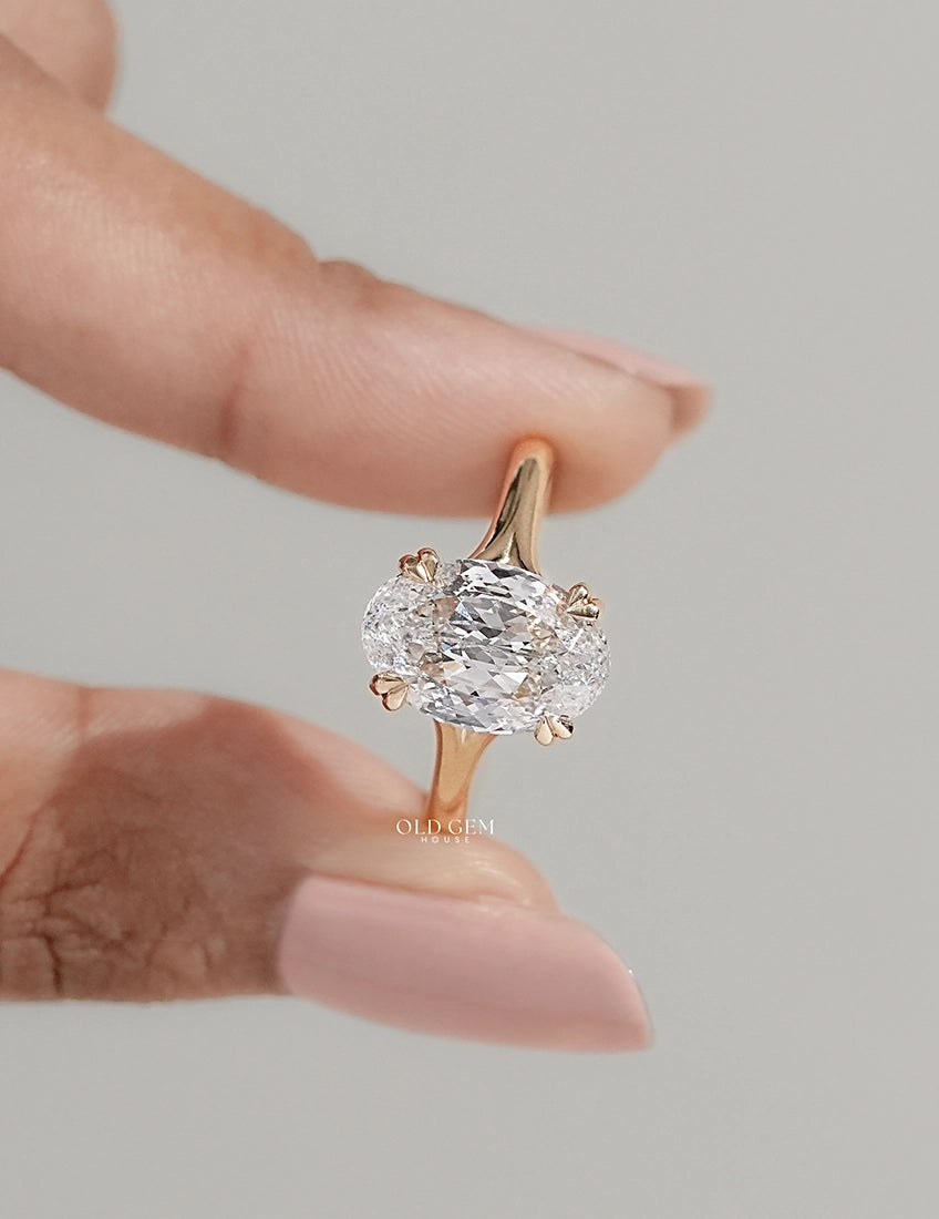 Portuguese Cut Oval Diamond Engagement Ring