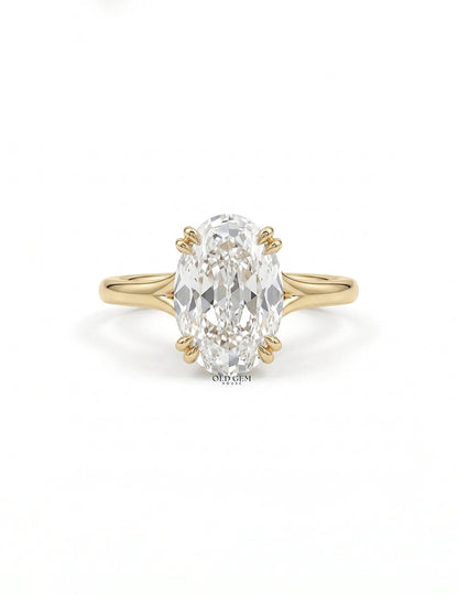 Georgian Portuguese Oval Cut Diamond Split Shank Ring Engagement Ring