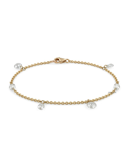 Lab Diamond Rose Cut Chain Bracelet