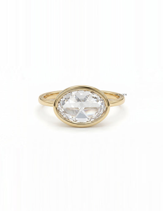 3 CT Soft Faceted Oval Solo Diamond Border Set Ring Engagement Ring