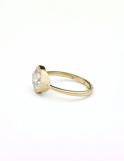3 CT Soft Faceted Oval Solo Diamond Border Set Ring Engagement Ring