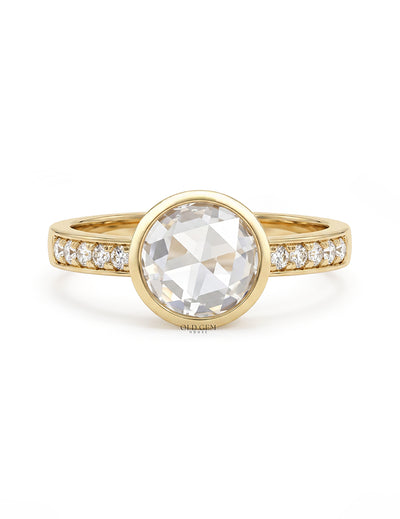 Rose Cut Round Accent Diamond  Engagement Ring