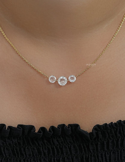 Lab Diamond Rose Round Diamond Necklace