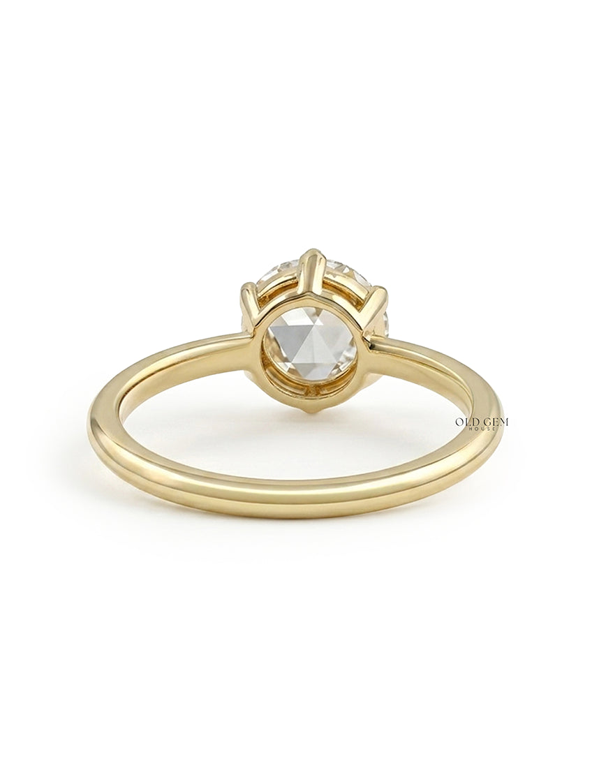 Rose Cut Round Solitaire Engagement Ring