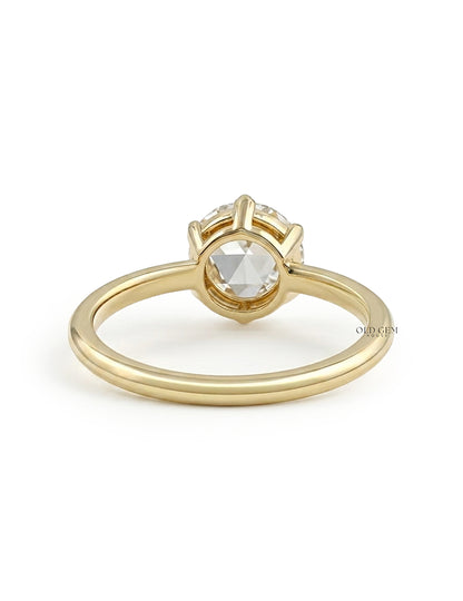 Rose Cut Round Solitaire Engagement Ring