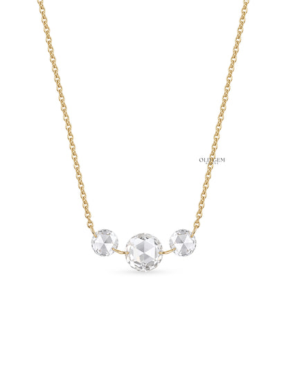 Lab Diamond Rose Round Diamond Necklace