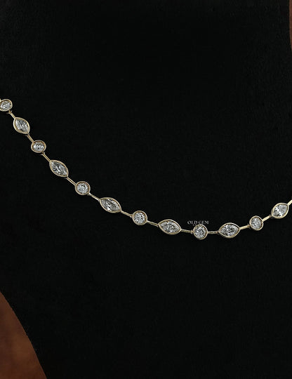 Bezel Set Old Cut Lab Grown Diamond Necklace Necklaces