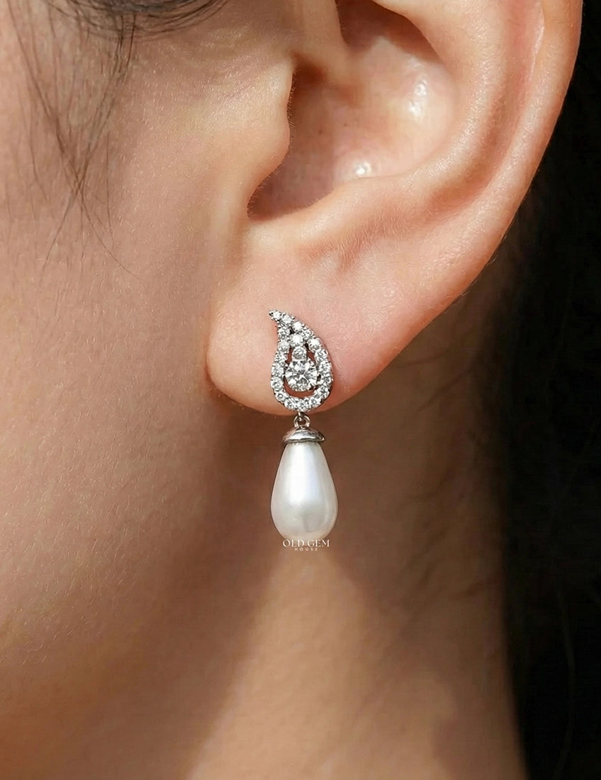Pearl Gemstone Drop Earring Earrings
