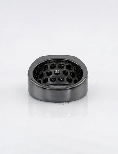 Round Diamond Black Plating Men's Wedding Band Men's Jewelry