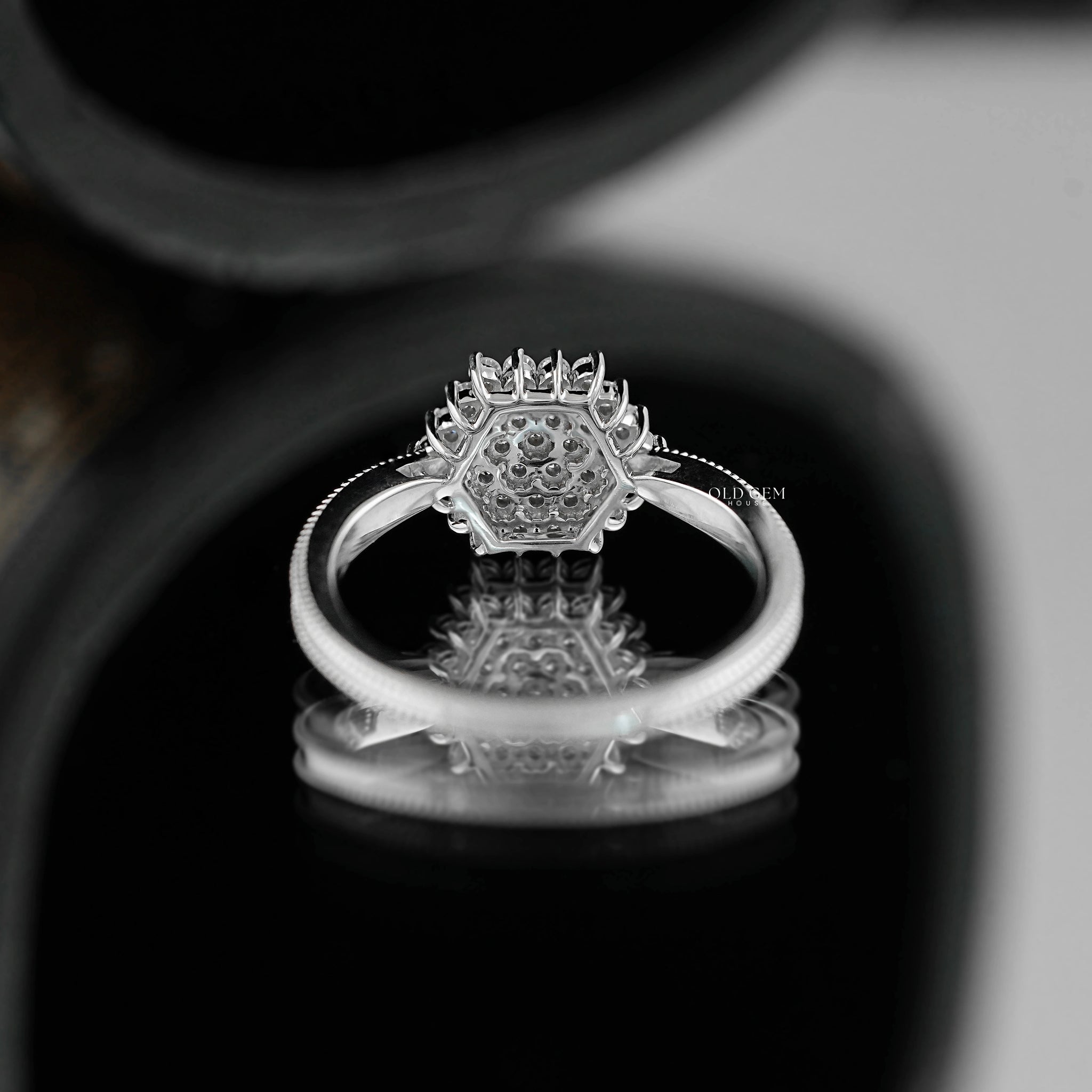 Mid Century Round Diamond Cluster Engagement Ring Engagement Ring