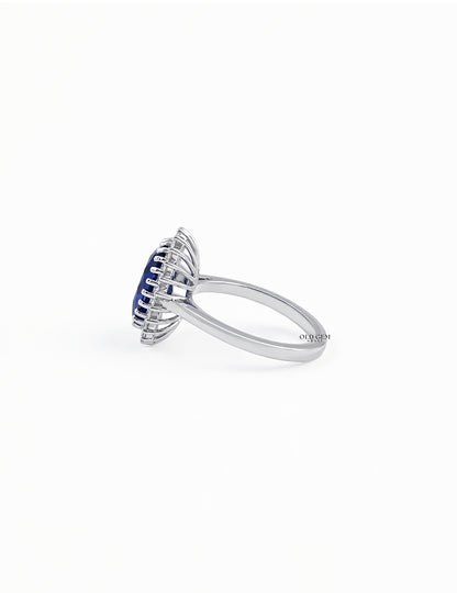 Art Deco Sapphire Oval Gemstone Halo Engagement Ring Engagement Ring