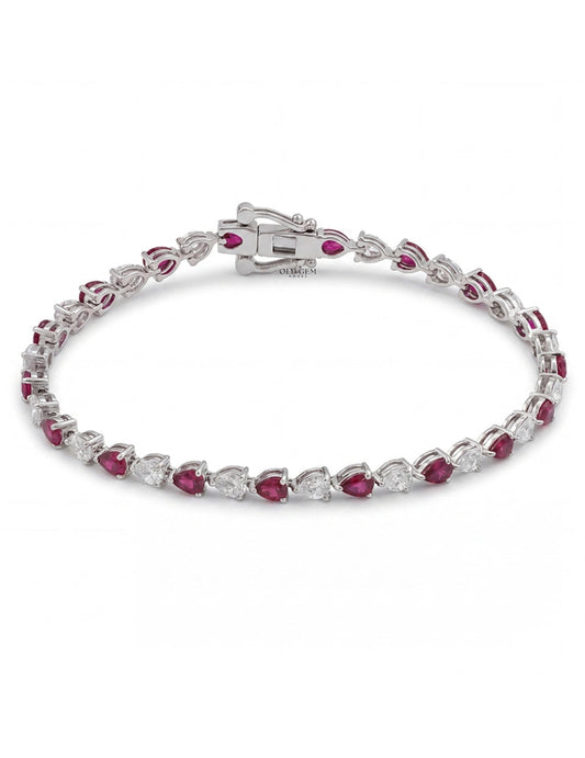 Art Deco Pear Ruby Gemstone Alternative Tennis Bracelet Bracelet