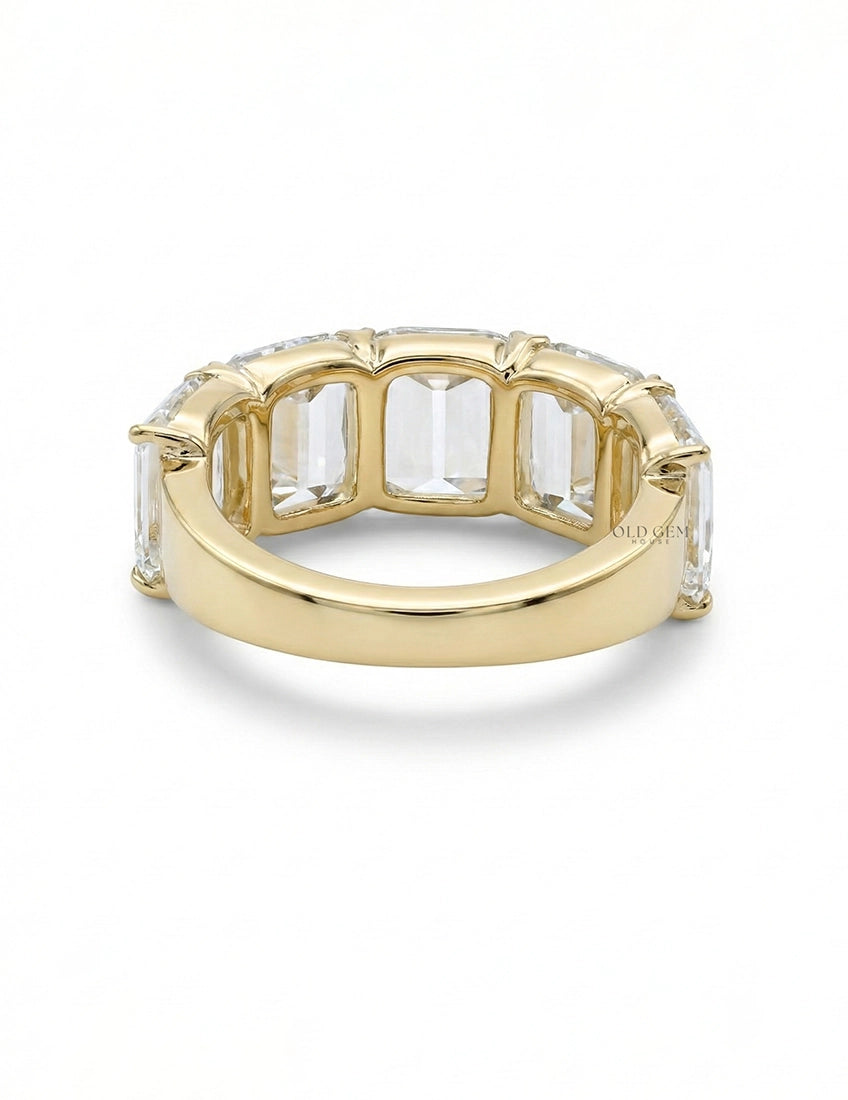 Shallow Ashoka Cut Five Stone Band - Georgian Era Wedding Band