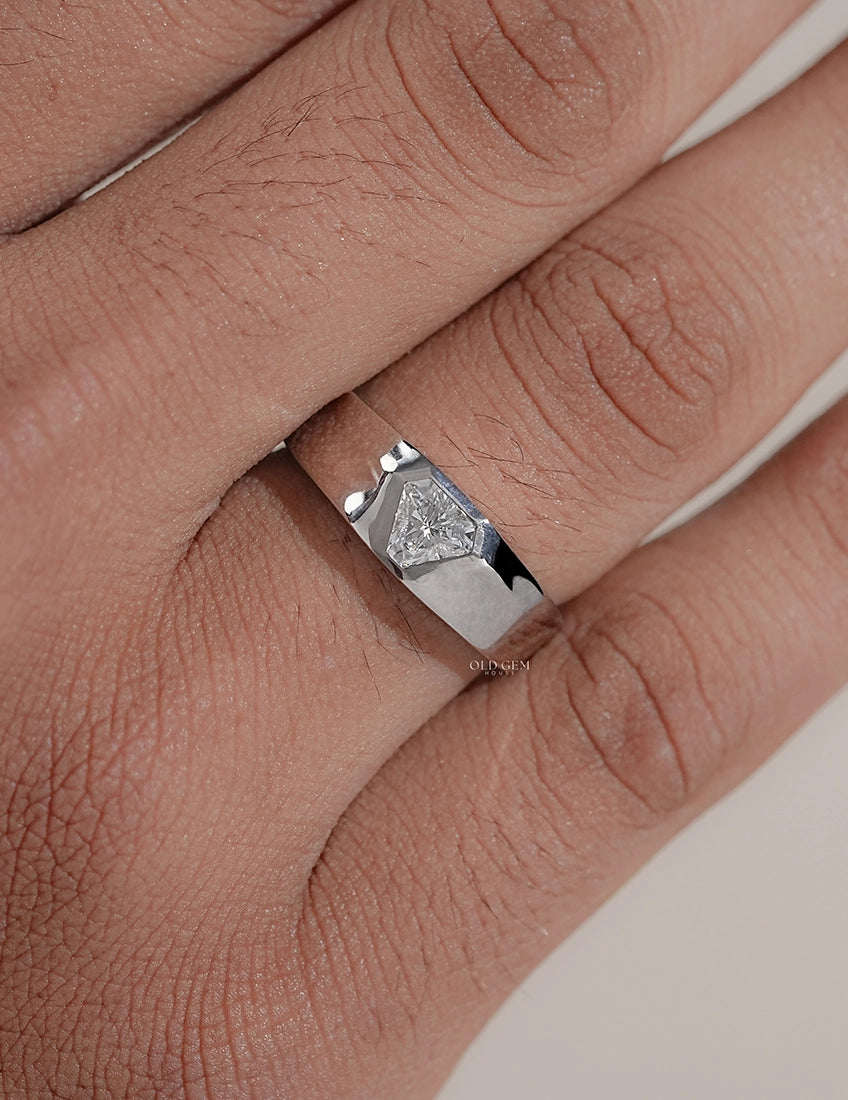 Shield Cut Lab Diamond Men`s Wedding Band Men's Jewelry
