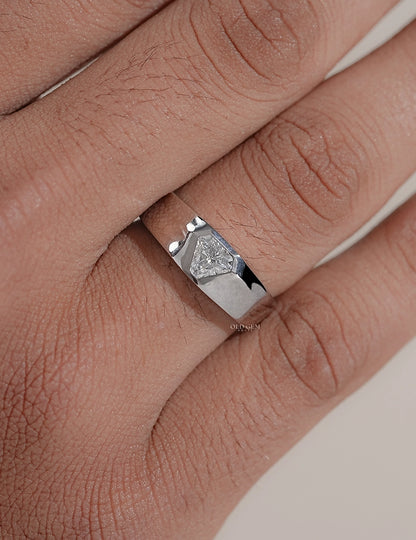 Shield Cut Lab Diamond Men`s Wedding Band Men's Jewelry