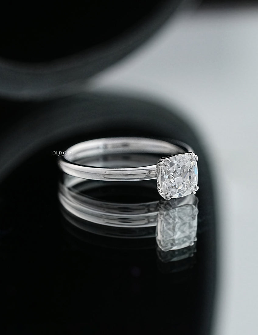 Old Mine Square Cushion Lab Diamond Solitaire Ring