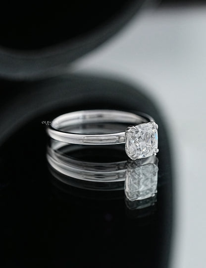 Old Mine Square Cushion Lab Diamond Solitaire Ring