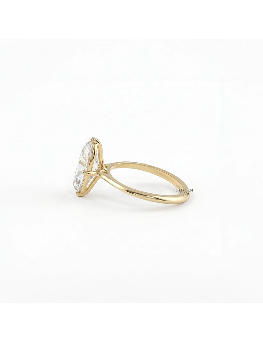 Georgian Old Mine Moval Lab Diamond Solitaire Ring Engagement Ring