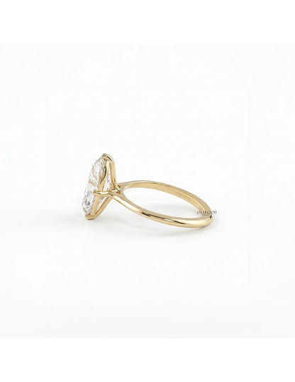 Georgian Old Mine Moval Lab Diamond Solitaire Ring Engagement Ring