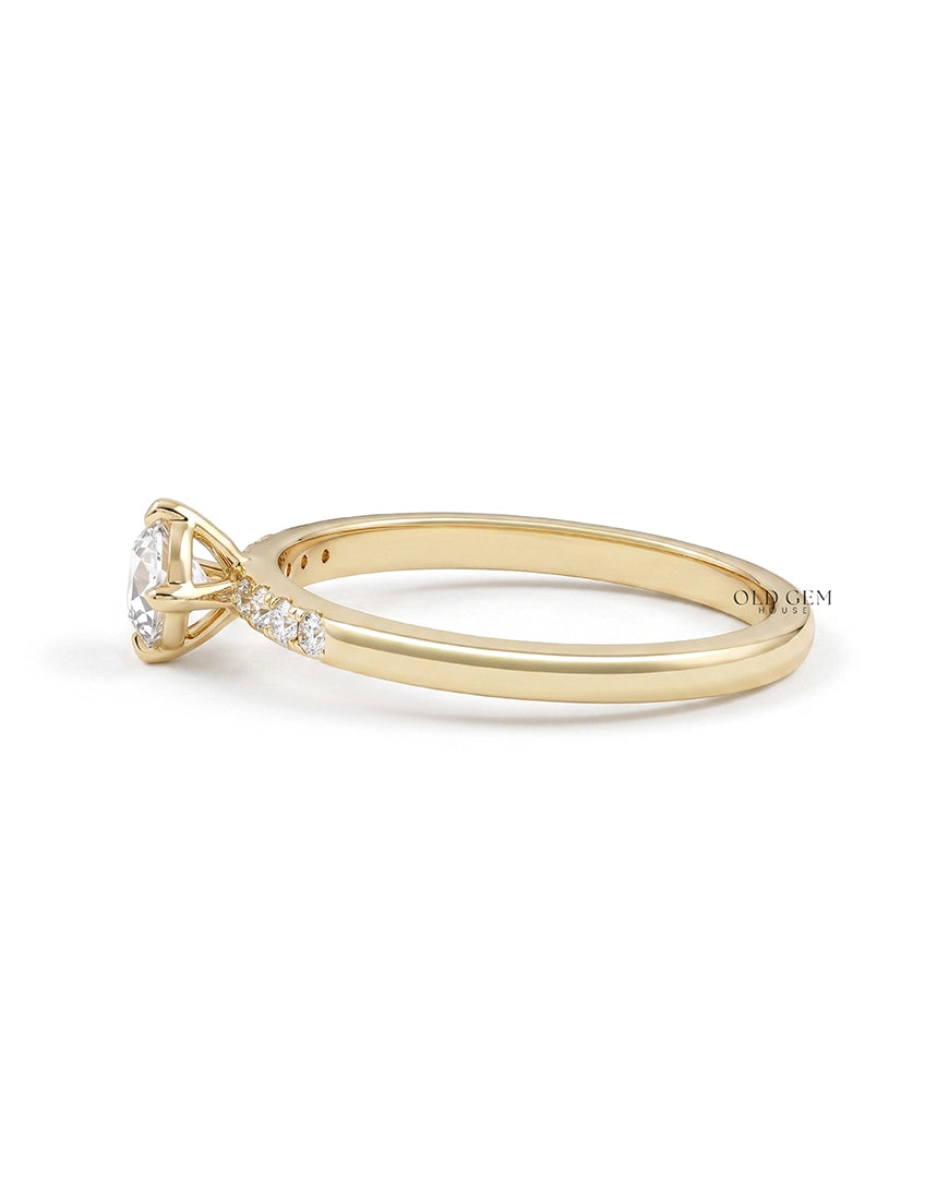 Georgian Old European Round Cut Solitaire Accent Ring Engagement Ring