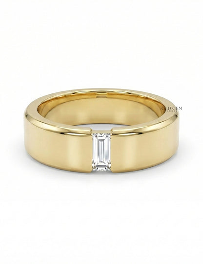 Baguette Diamond Wide Men`s Wedding Band Wedding Band