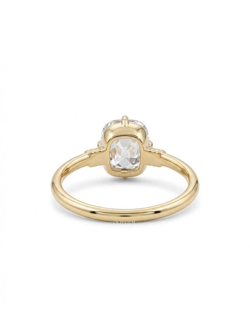 Mid Century Old Mine Cushion Diamond Solitaire Ring Engagement Ring