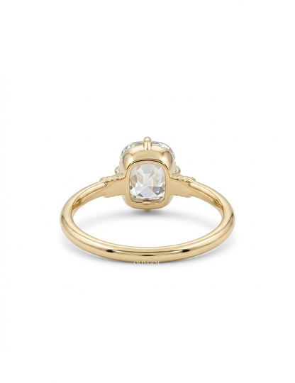Mid Century Old Mine Cushion Diamond Solitaire Ring Engagement Ring
